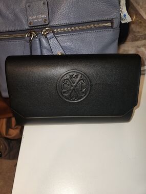 Christian Lacriox Black Embossed Clutch - Madison Smooth Clutch